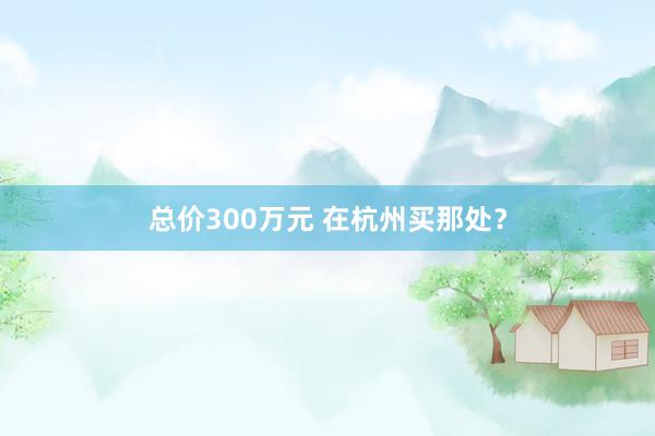 总价300万元 在杭州买那处？